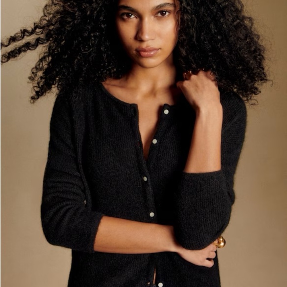Black Knit Button-Front Women's Sweater